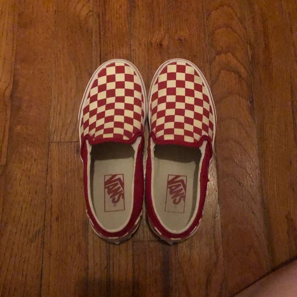Red and cream vans barely worn